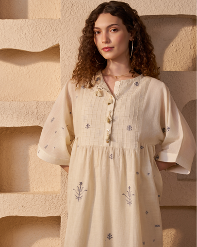 Ecru Jamdani Dress