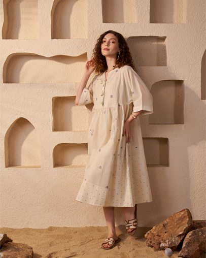 Ecru Jamdani Dress