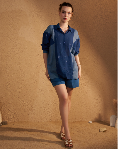 Indigo Jamdani Shirt