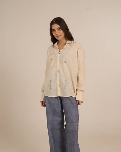 Ivory Meadow Embroidered Shirt