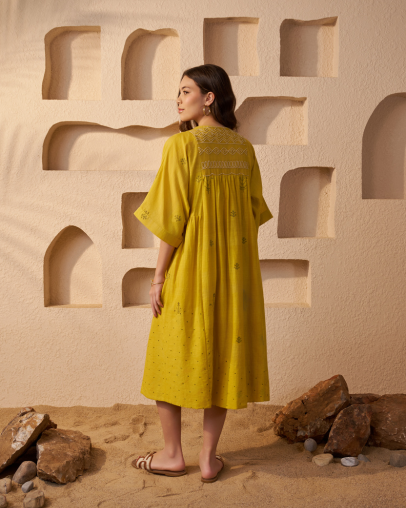 Marigold Jamdani Dress