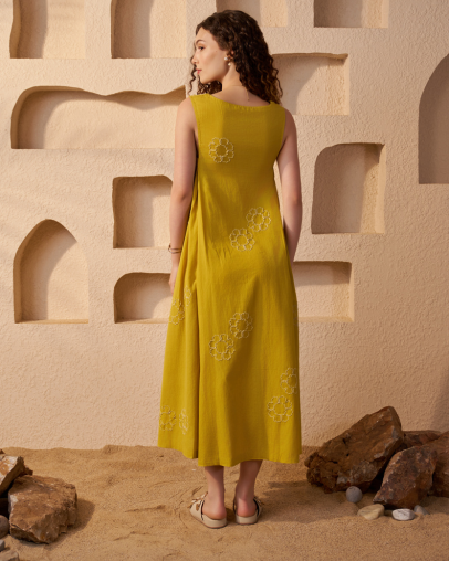 Marigold Bloom Khadi Dress