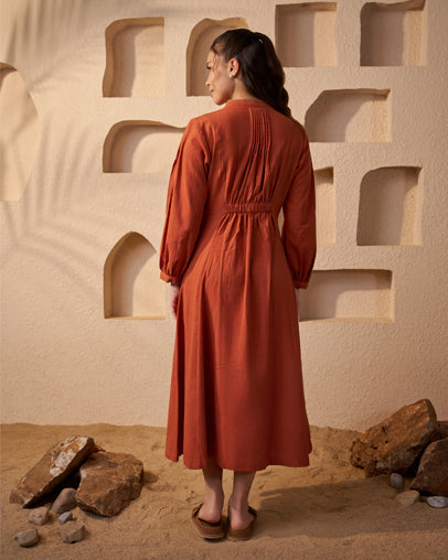 The Rust Handwooven Linen Coat Dress