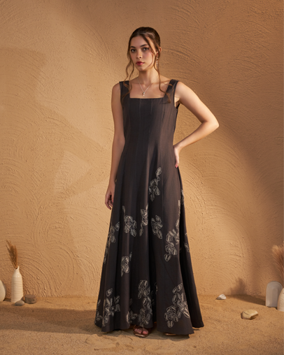 The Charcoal Rose Panel Dress