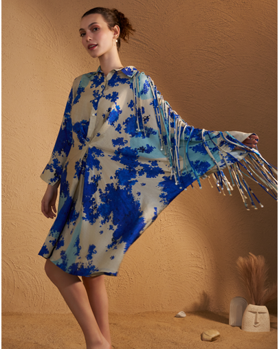 The Cobalt Cloud Silk Dress