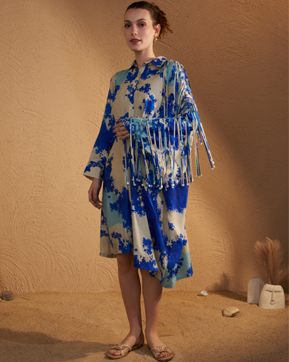 The Cobalt Cloud Silk Dress