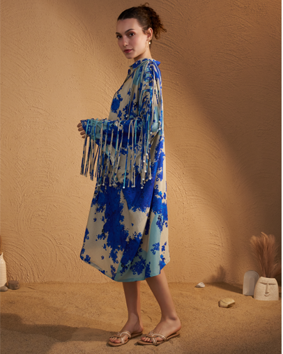 The Cobalt Cloud Silk Dress