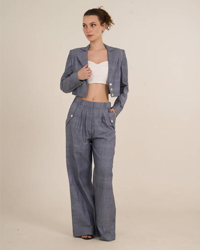 The Cropped Denim Khadi Blazer