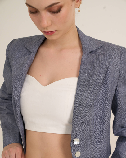 The Cropped Denim Khadi Blazer