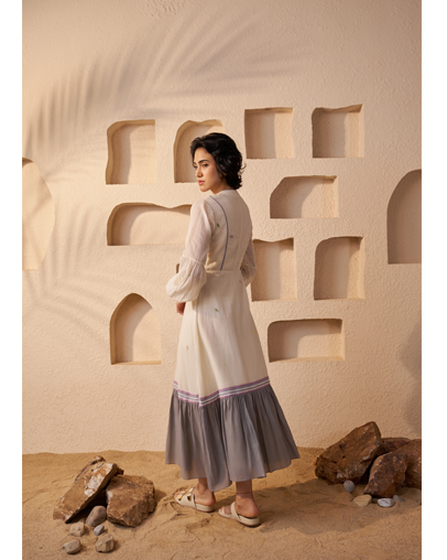 The Ecru Jamdani Khadi Dress