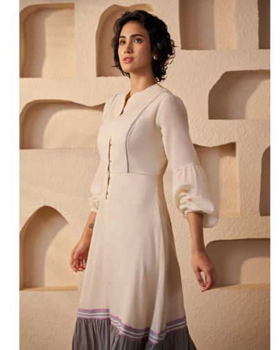 The Ecru Jamdani Khadi Dress