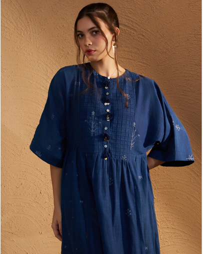 The Indigo Jamdani Dress