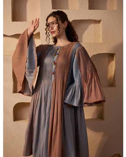 The Indigo & Walnut Pintuck Dress