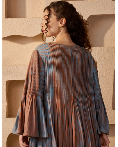 The Indigo & Walnut Pintuck Dress