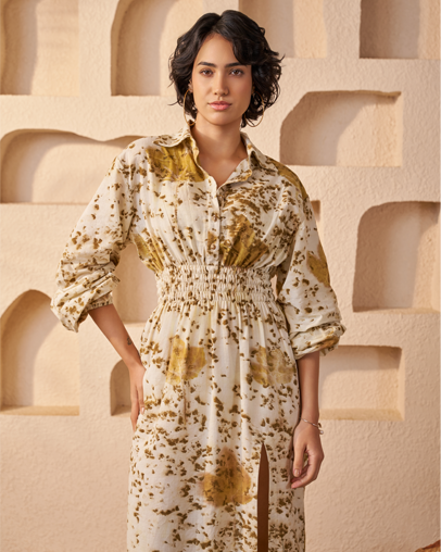 The Leaf Eco-Dyed Khadi Dress