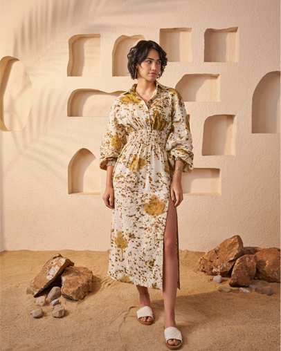 The Leaf Eco-Dyed Khadi Dress