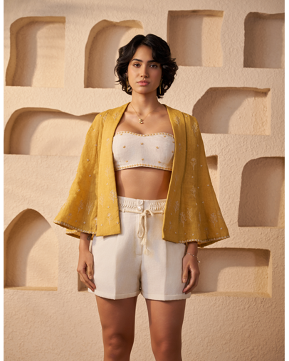 The Merigold Linen Jacket & Bustier Set