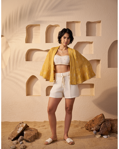 The Merigold Linen Jacket & Bustier Set