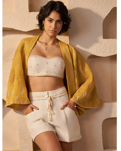The Merigold Linen Jacket & Bustier Set