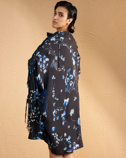 The Midnight Floral Silk Dress