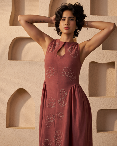 The Rose Khadi Floral Dress