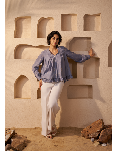 The Slate Blue Boho Khadi Top