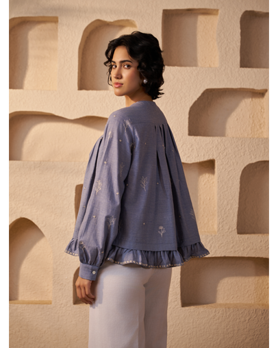The Slate Blue Boho Khadi Top