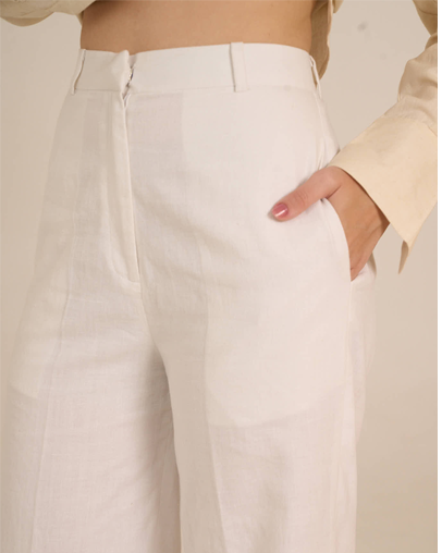 The Ecru Handloom Linen Trousers